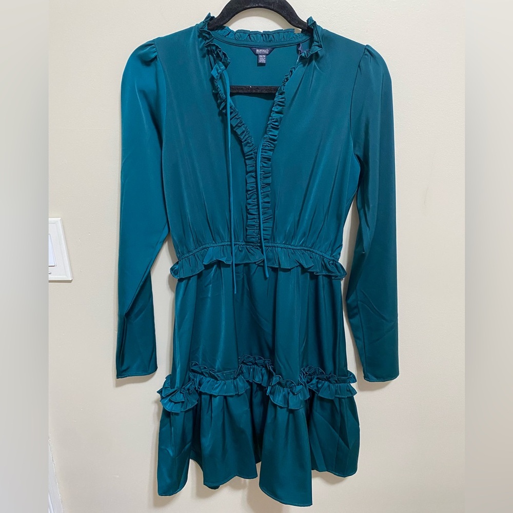 Buffalo David Bitton Ruffle Dress teal Size XS